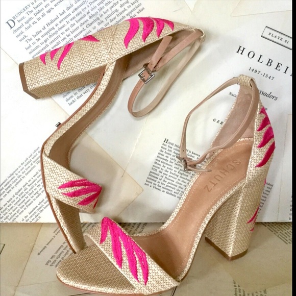 Schutz Satin Platform Criss Cross 5" Heel Sandal 7 - Picture 2 of 5